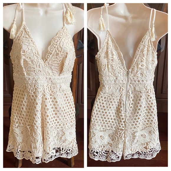 ⚠️only 2 left⚠️cream beige lace detailed romper - Picture 8 of 8